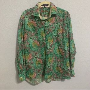 Alan Flusser Green Paisley Button-Down Shirt